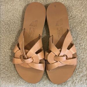 Kionas Greek Leather Art Slide In Flat Sandals - Size 6 NWOT